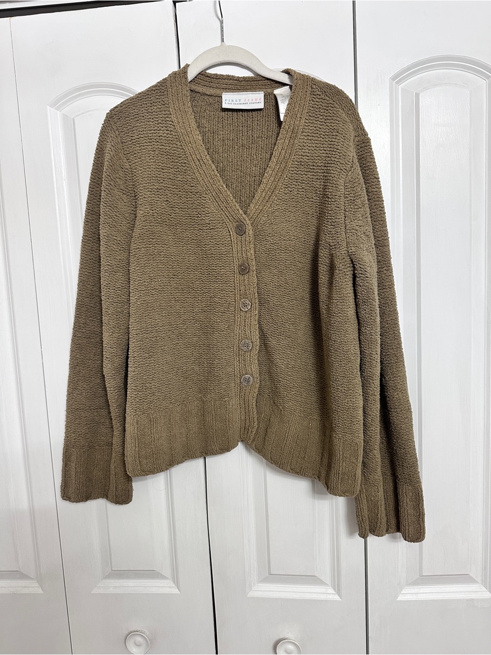 Casual V-Neck Button Front Knit Cardigan - Taupe